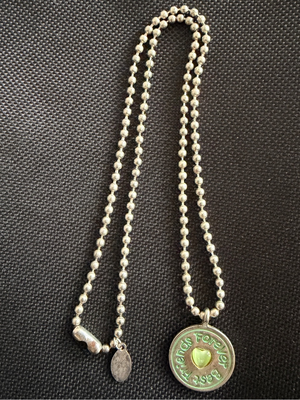 Best Friends Forever Necklace Ball Chain Retro Y2K Green Stone Cool Jewels